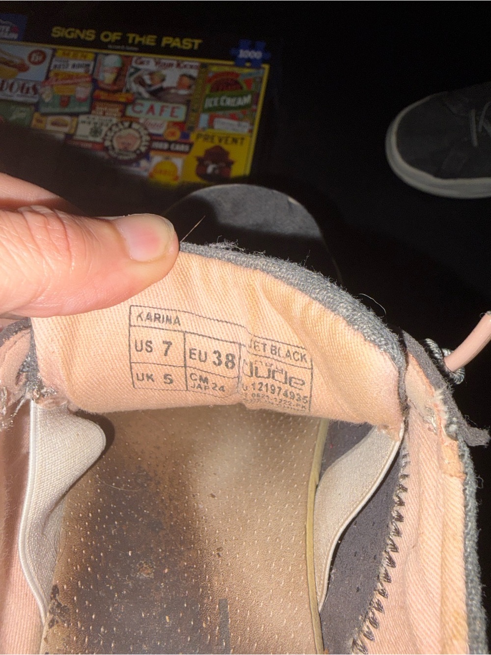 HEYDUDE Karina Jet Black Gray Pink Sneakers Women’s Size 7 - Picture 5 of 5